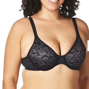 Bali Women's Passion for Comfort Back Smoothing Underwire Bra, Black Lace, 40D